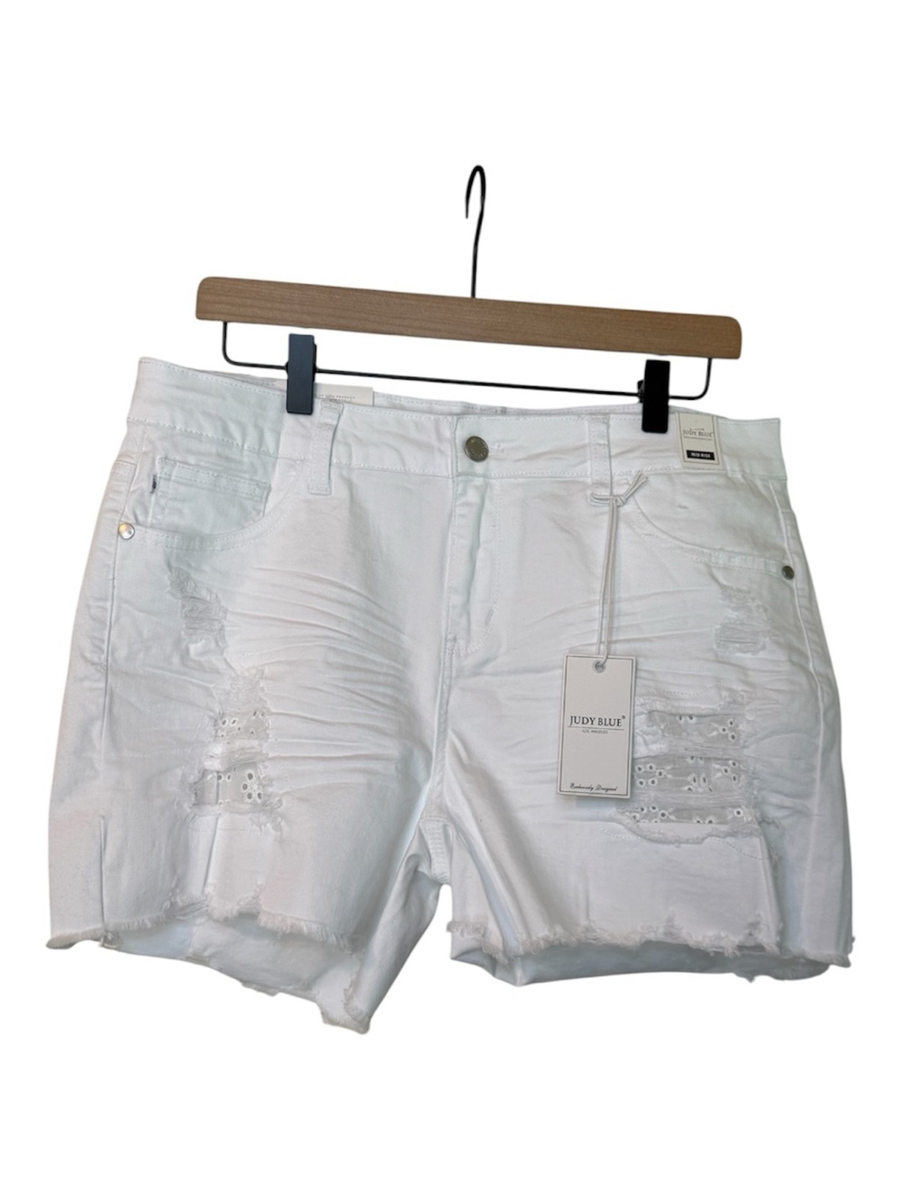 Judy Blue White Eyelet Distressed Denim Shorts